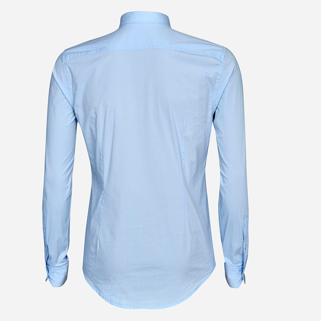 Hoodie-Hemd hellblau mit Kordel in dunkelblau